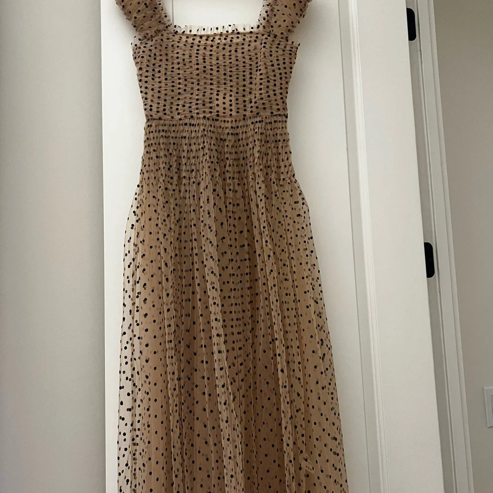 Doen Tan and Black Polka Dot Midi Dress - Picture 6 of 6